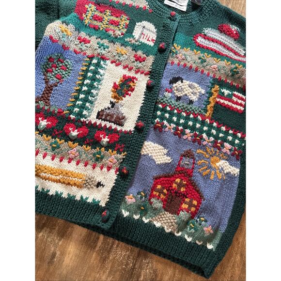 Vintage Signatures By Northern Isles Sweater School Teacher Farm Sweater S/M 14 - Picture 4 of 6